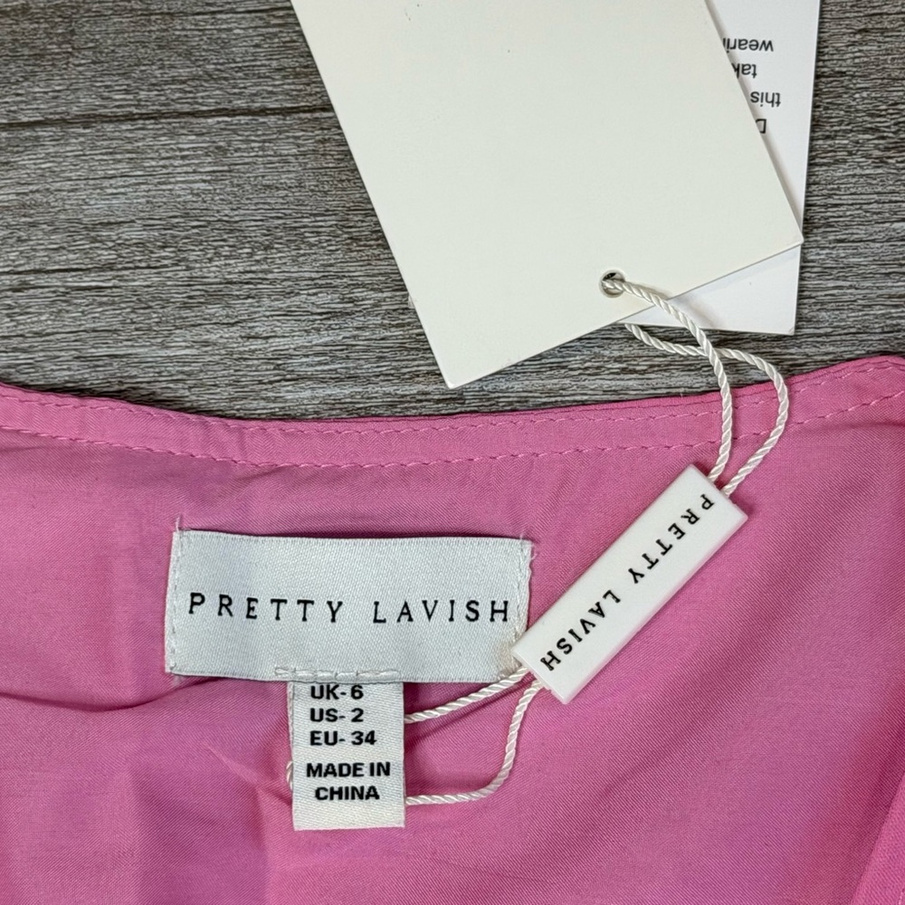 Pretty Lavish Josephine knot-detail woven midaxi dress Candy pink Women’s 2 XS - Picture 5 of 16